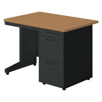 【組立設置込】プラス SA(エスエー) 片袖机 幅1000×奥行700×高さ720mm ミディアムウッド×ブラック 1台（直送品）