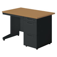 【組立設置込】プラス SA(エスエー) 片袖机 幅1100×奥行700×高さ720mm ミディアムウッド×ブラック 1台（直送品）