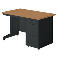 【組立設置込】プラス SA(エスエー) 片袖机 幅1200×奥行700×高さ720mm ミディアムウッド×ブラック 1台（直送品）