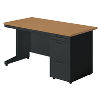 【組立設置込】プラス SA(エスエー) 片袖机 幅1400×奥行700×高さ720mm ミディアムウッド×ブラック 1台（直送品）