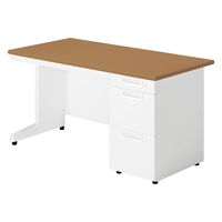 【組立設置込】プラス SA(エスエー) 片袖机 幅1400×奥行700×高さ720mm ミディアムウッド×ホワイト 1台（直送品）