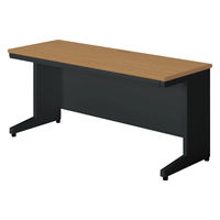 【組立設置込】プラス SA(エスエー) 平机 幅1600×奥行600×高さ720mm ミディアムウッド×ブラック 1台（直送品）