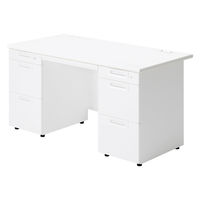 【組立設置込】プラス SA(エスエー) 両袖机 幅1400×奥行700×高さ720mm ホワイト 1台（直送品）