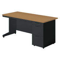 【組立設置込】プラス SA(エスエー) 片袖机 幅1600×奥行700×高さ720mm ミディアムウッド×ブラック 1台（直送品）