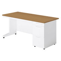 【組立設置込】プラス SA(エスエー) 片袖机 幅1600×奥行700×高さ720mm ミディアムウッド×ホワイト 1台（直送品）