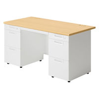 【組立設置込】プラス SA(エスエー) 両袖机 幅1400×奥行700×高さ720mm ホワイトメープル×ホワイト 1台（直送品）