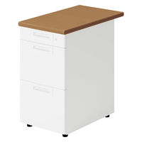 【組立設置込】プラス SA(エスエー) 脇机 幅400×奥行700×高さ720mm ミディアムウッド×ホワイト 1台（直送品）