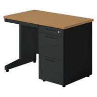 【組立設置込】プラス SA(エスエー) 片袖机 幅1000×奥行600×高さ720mm ミディアムウッド×ブラック 1台（直送品）