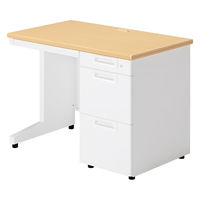 【組立設置込】プラス SA(エスエー) 片袖机 幅1000×奥行600×高さ720mm ホワイトメープル×ホワイト 1台（直送品）