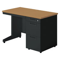 【組立設置込】プラス SA(エスエー) 片袖机 幅1100×奥行600×高さ720mm ミディアムウッド×ブラック 1台（直送品）