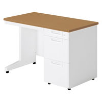 【組立設置込】プラス SA(エスエー) 片袖机 幅1100×奥行600×高さ720mm ミディアムウッド×ホワイト 1台（直送品）
