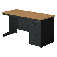 【組立設置込】プラス SA(エスエー) 片袖机 幅1400×奥行600×高さ720mm ミディアムウッド×ブラック 1台（直送品）