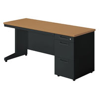 【組立設置込】プラス SA(エスエー) 片袖机 幅1600×奥行600×高さ720mm ミディアムウッド×ブラック 1台（直送品）