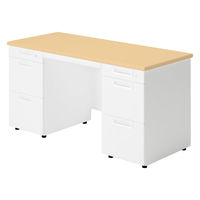 【組立設置込】プラス SA(エスエー) 両袖机 幅1400×奥行600×高さ720mm ホワイトメープル×ホワイト 1台（直送品）