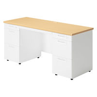 【組立設置込】プラス SA(エスエー) 両袖机 幅1600×奥行600×高さ720mm ホワイトメープル×ホワイト 1台（直送品）