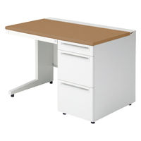 【組立設置込】プラス US-1 片袖机 幅1100×奥行700×高さ720mm  ミディアムウッド US-117A-3 T2/W4 1台（直送品）