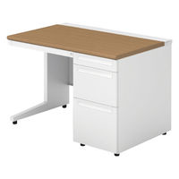 【組立設置込】プラス US-1 片袖机 幅1100×奥行700×高さ720mm  ミディアムウッド US-117DL-3 T2/W4 1台（直送品）