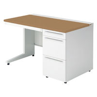 【組立設置込】プラス US-1 片袖机 幅1200×奥行700×高さ720mm  ミディアムウッド US-127A-3 T2/W4 1台（直送品）