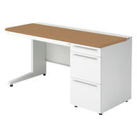 【組立設置込】プラス US-1 片袖机 幅1400×奥行600×高さ720mm  ミディアムウッド US-146A-3 T2/W4 1台（直送品）