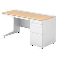 【組立設置込】プラス US-1 片袖机 幅1400×奥行600×高さ720mm  ホワイトメープル US-146D-3 WM/W4 1台（直送品）
