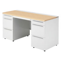【組立設置込】プラス US-1 両袖机 幅1400×奥行600×高さ720mm  ホワイトメープル US-146A-33 WM/W4 1台（直送品）