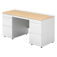 【組立設置込】プラス US-1 両袖机 幅1400×奥行600×高さ720mm  ホワイトメープル US-146D-33 WM/W4 1台（直送品）