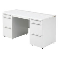 【組立設置込】プラス US-1 両袖机 幅1400×奥行600×高さ720mm  ホワイト US-146A-33 WS/W4 1台（直送品）