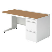 【組立設置込】プラス US-1 片袖机 幅1400×奥行700×高さ720mm  ミディアムウッド US-147A-3 T2/W4 1台（直送品）