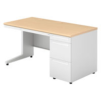 【組立設置込】プラス US-1 片袖机 幅1400×奥行700×高さ720mm  ホワイトメープル US-147A-3 WM/W4 1台（直送品）