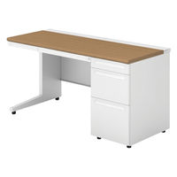 【組立設置込】プラス US-1 片袖机 幅1400×奥行600×高さ720mm  ミディアムウッド US-146D-3 T2/W4 1台（直送品）