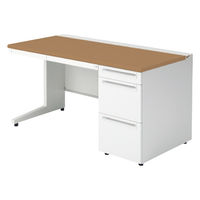 【組立設置込】プラス US-1 片袖机 幅1400×奥行700×高さ720mm  ミディアムウッド US-147AL-3 T2/W4 1台（直送品）