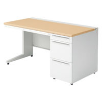 【組立設置込】プラス US-1 片袖机 幅1400×奥行700×高さ720mm  ホワイトメープル US-147AL-3 WM/W4 1台（直送品）