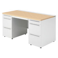 【組立設置込】プラス US-1 両袖机 幅1400×奥行700×高さ720mm  ホワイトメープル US-147AL-33 WM/W4 1台（直送品）