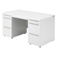 【組立設置込】プラス US-1 両袖机 幅1400×奥行700×高さ720mm  ホワイト US-147AL-33 WS/W4 1台（直送品）