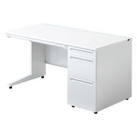 【組立設置込】プラス US-1 片袖机 幅1400×奥行700×高さ720mm  ホワイト US-147D-3 WS/W4 1台（直送品）