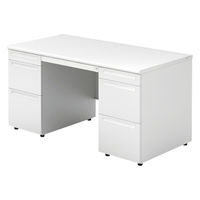 【組立設置込】プラス US-1 両袖机 幅1400×奥行700×高さ720mm  ホワイト US-147D-33 WS/W4 1台（直送品）