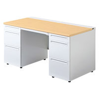 【組立設置込】プラス US-1 両袖机 幅1400×奥行700×高さ720mm  ホワイトメープル US-147D-33 WM/W4 1台（直送品）