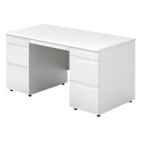 【組立設置込】プラス US-1 両袖机 幅1400×奥行700×高さ720mm  ホワイト US-147DL-33 WS/W4 1台（直送品）