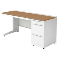 【組立設置込】プラス US-1 片袖机 幅1500×奥行600×高さ720mm  ミディアムウッド US-156A-3 T2/W4 1台（直送品）