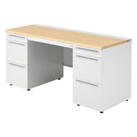 【組立設置込】プラス US-1 両袖机 幅1500×奥行600×高さ720mm  ホワイトメープル US-156A-33 WM/W4 1台（直送品）