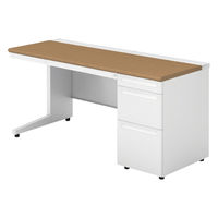 【組立設置込】プラス US-1 片袖机 幅1500×奥行600×高さ720mm  ミディアムウッド US-156D-3 T2/W4 1台（直送品）