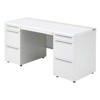 【組立設置込】プラス US-1 両袖机 幅1500×奥行600×高さ720mm  ホワイト US-156A-33 WS/W4 1台（直送品）