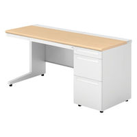 【組立設置込】プラス US-1 片袖机 幅1500×奥行600×高さ720mm  ホワイトメープル US-156D-3 WM/W4 1台（直送品）