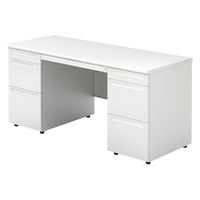 【組立設置込】プラス US-1 両袖机 幅1500×奥行600×高さ720mm  ホワイト US-156D-33 WS/W4 1台（直送品）
