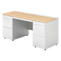 【組立設置込】プラス US-1 両袖机 幅1500×奥行600×高さ720mm  ホワイトメープル US-156D-33 WM/W4 1台（直送品）