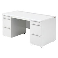 【組立設置込】プラス US-1 両袖机 幅1500×奥行700×高さ720mm  ホワイト US-157A-33 WS/W4 1台（直送品）