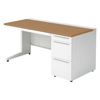 【組立設置込】プラス US-1 片袖机 幅1500×奥行700×高さ720mm  ミディアムウッド US-157AL-3 T2/W4 1台（直送品）