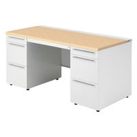 【組立設置込】プラス US-1 両袖机 幅1500×奥行700×高さ720mm  ホワイトメープル US-157AL-33 WM/W4 1台（直送品）