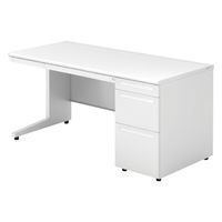【組立設置込】プラス US-1 片袖机 幅1500×奥行700×高さ720mm  ホワイト US-157D-3 WS/W4 1台（直送品）