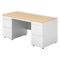 【組立設置込】プラス US-1 両袖机 幅1500×奥行700×高さ720mm  ホワイトメープル US-157D-33 WM/W4 1台（直送品）